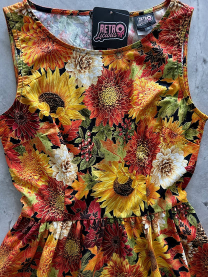 Sunflower Floral Vintage Dress - Medium only Retrolicious