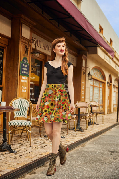Sunflower & Pumpkin Skater Skirt Retrolicious