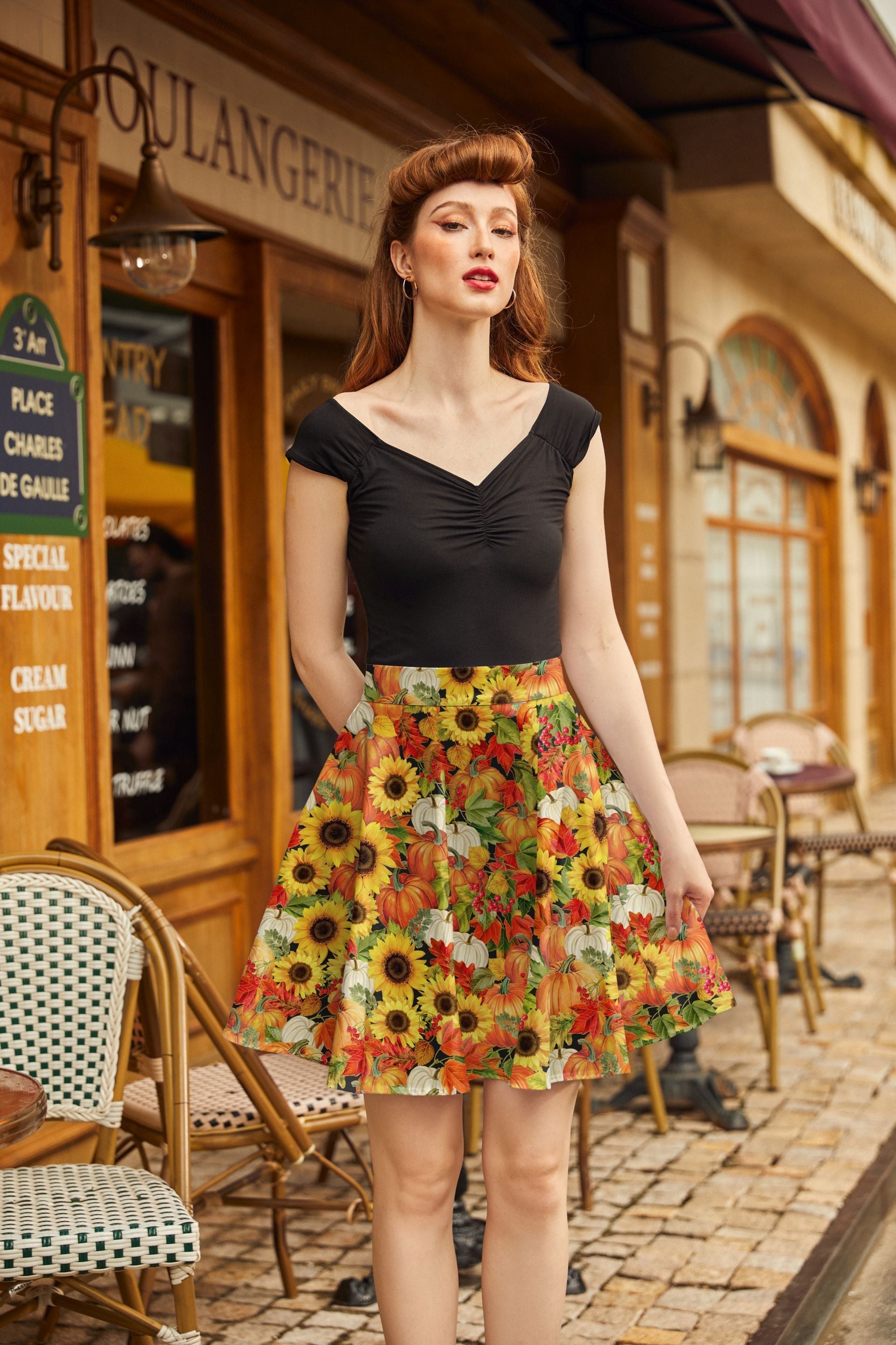 Sunflower & Pumpkin Skater Skirt Retrolicious