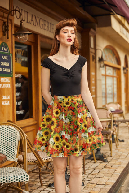 Sunflower & Pumpkin Skater Skirt Retrolicious