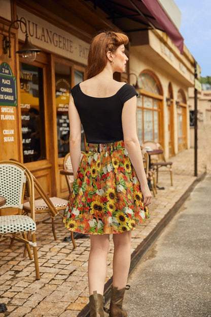 Sunflower & Pumpkin Skater Skirt Retrolicious