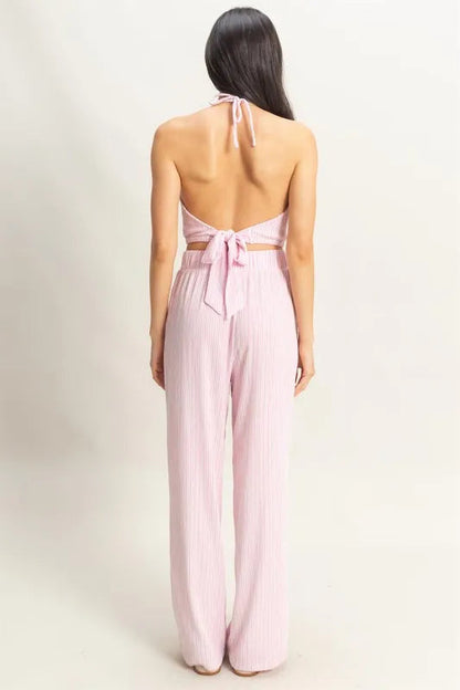 HYFVE Striped Halter Neck Top and Pants Set West2East Surf