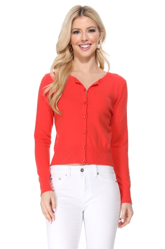 Gem Button Crew Neck Long Sleeve Sweater Cardigan Shop Style & More | Fresh Looks, Everyday Deals & Free Shipping