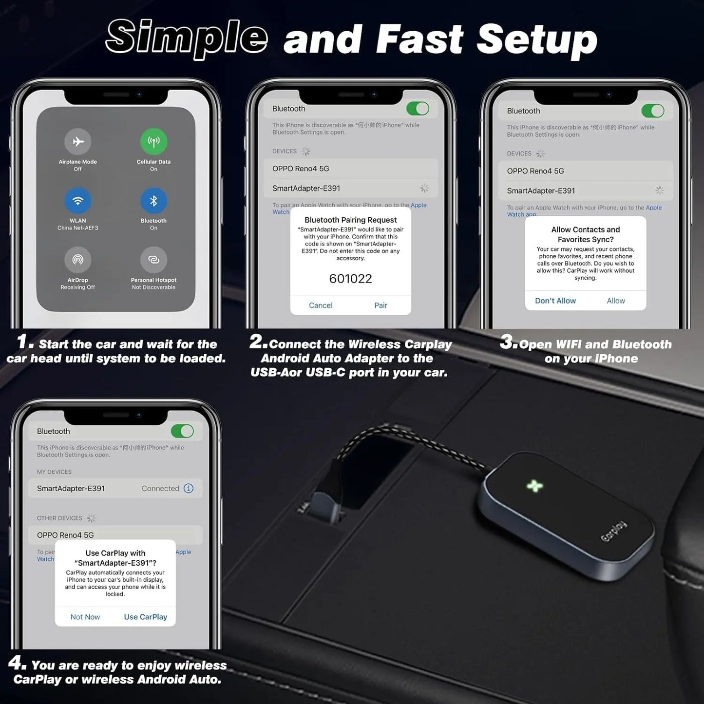Transform Your Driving Experience with Our Wireless Carplay Adapter - Effortlessly Convert Wired to Wireless for Seamless Control on iOS 10+!