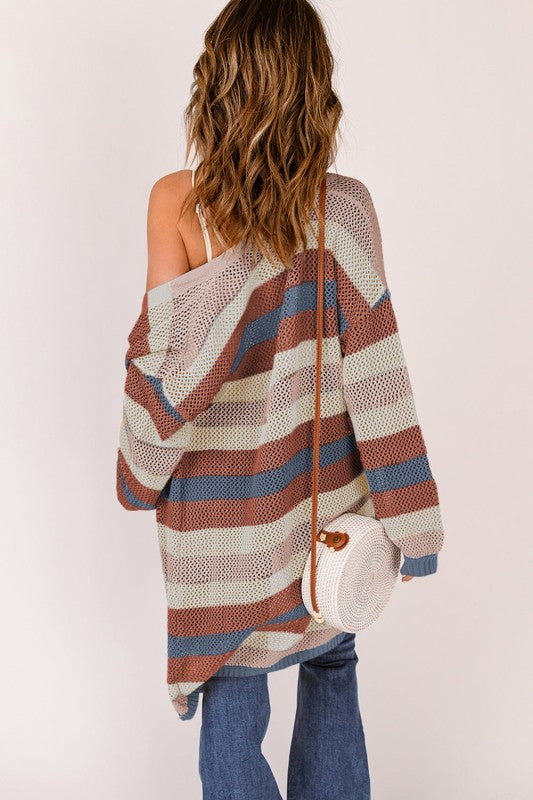 Stripe Colorblock Hollow-Out Cardigan Shop Style & More | Fresh Looks, Everyday Deals & Free Shipping