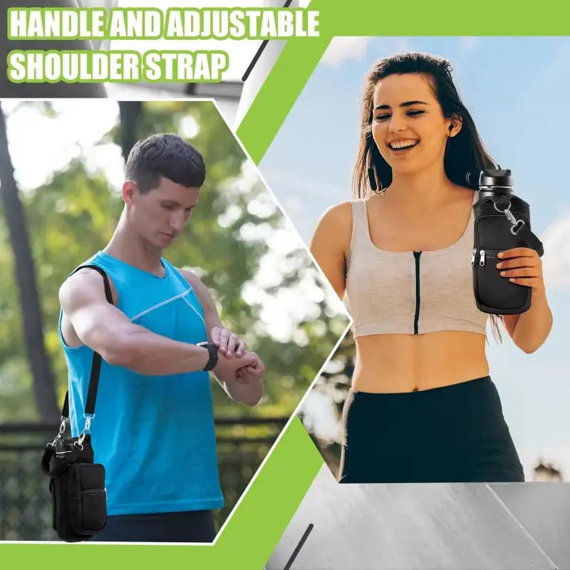 Magnetic Water Bottle Holder - Versatile Carrier Bag with Phone Pocket and Adjustable Strap for Gym and Outdoor Activities
