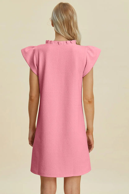 Double Take Full Size Ruffled V-Neck Cap Sleeve Dress West2East Surf