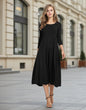Women’s Floral Patchwork Three-Quarter Sleeve Dress FitiqueFit