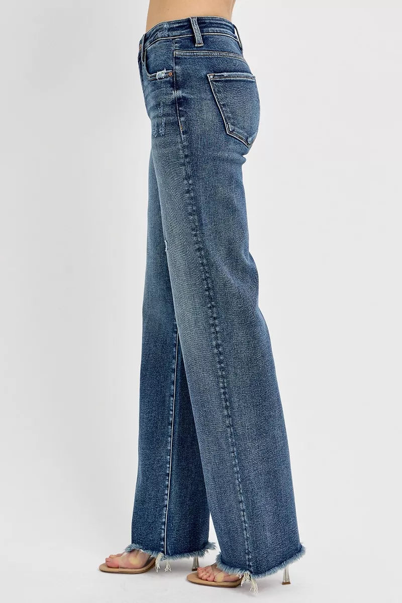 RISEN Full Size Tummy Control High Rise Long Straight Jeans Plus Size Garden Naked Curves