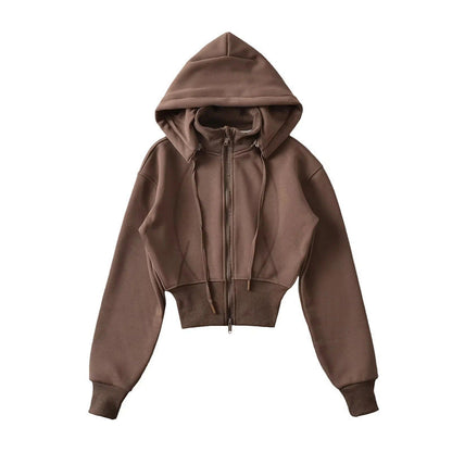 European And American Style Fleece-lined Waist Stand Collar Detachable Hooded Zipper Sweatshirt See size chart under “more details” The Fashion Celestial