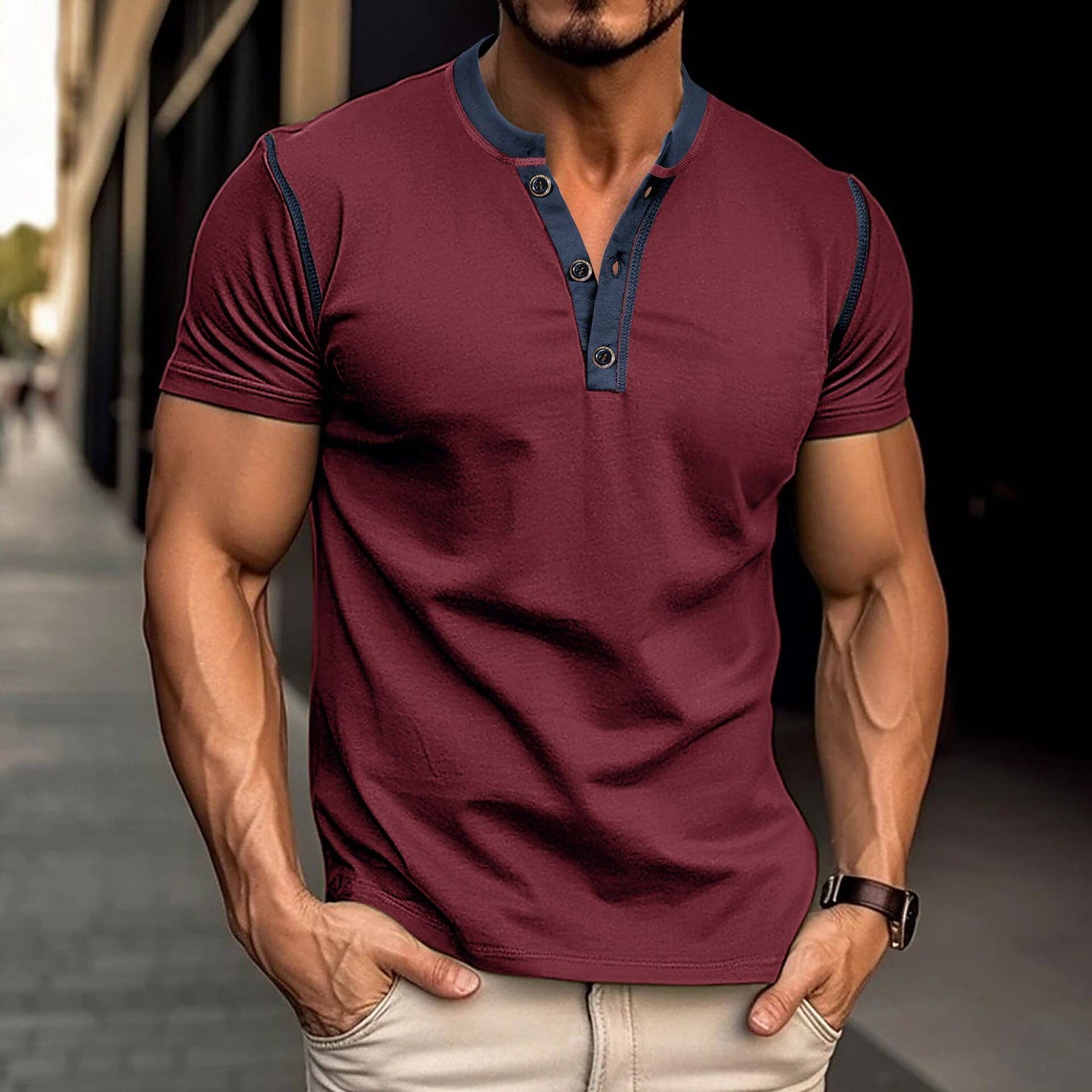 Men's Summer Polo Shirt with Button V-Neck, Short-sleeved SnagBag