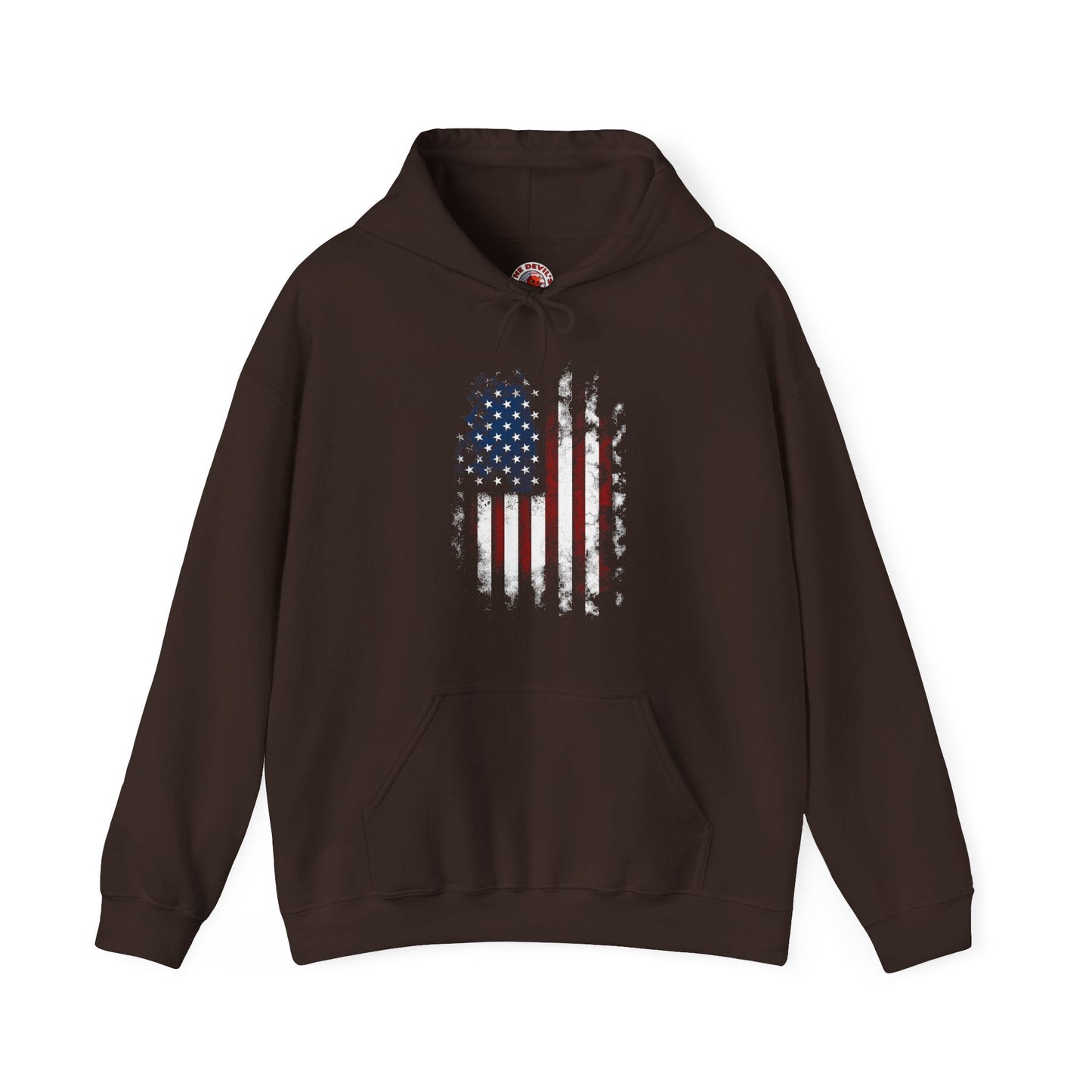 Distressed American Flag Hooded Sweatshirt The Devil's Pickle