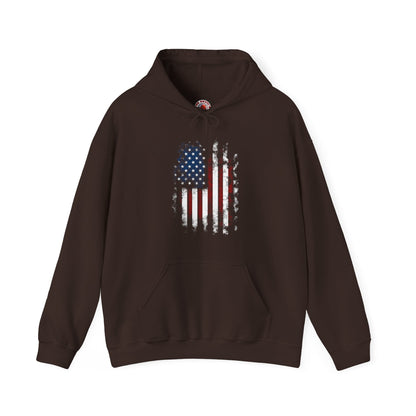 Distressed American Flag Hooded Sweatshirt The Devil's Pickle