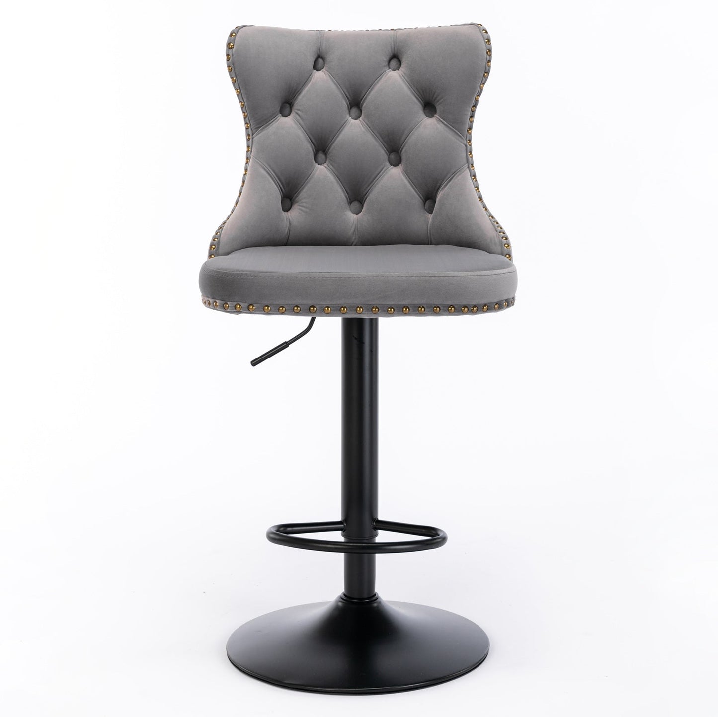 Gray,Set of 2 25-33 Inch,17.7 inch base, Modern Upholstered Bar Stools with Backs Comfortable Tufted for Home Pub and Kitchen