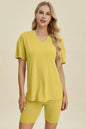 Basic Bae Full Size Ribbed V-Neck Short Sleeve Top and Shorts Set New Era Fashion LLc