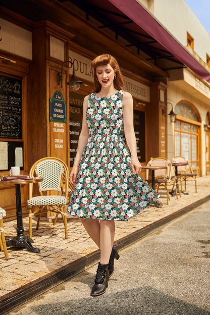 Winter Floral Vintage Dress Retrolicious