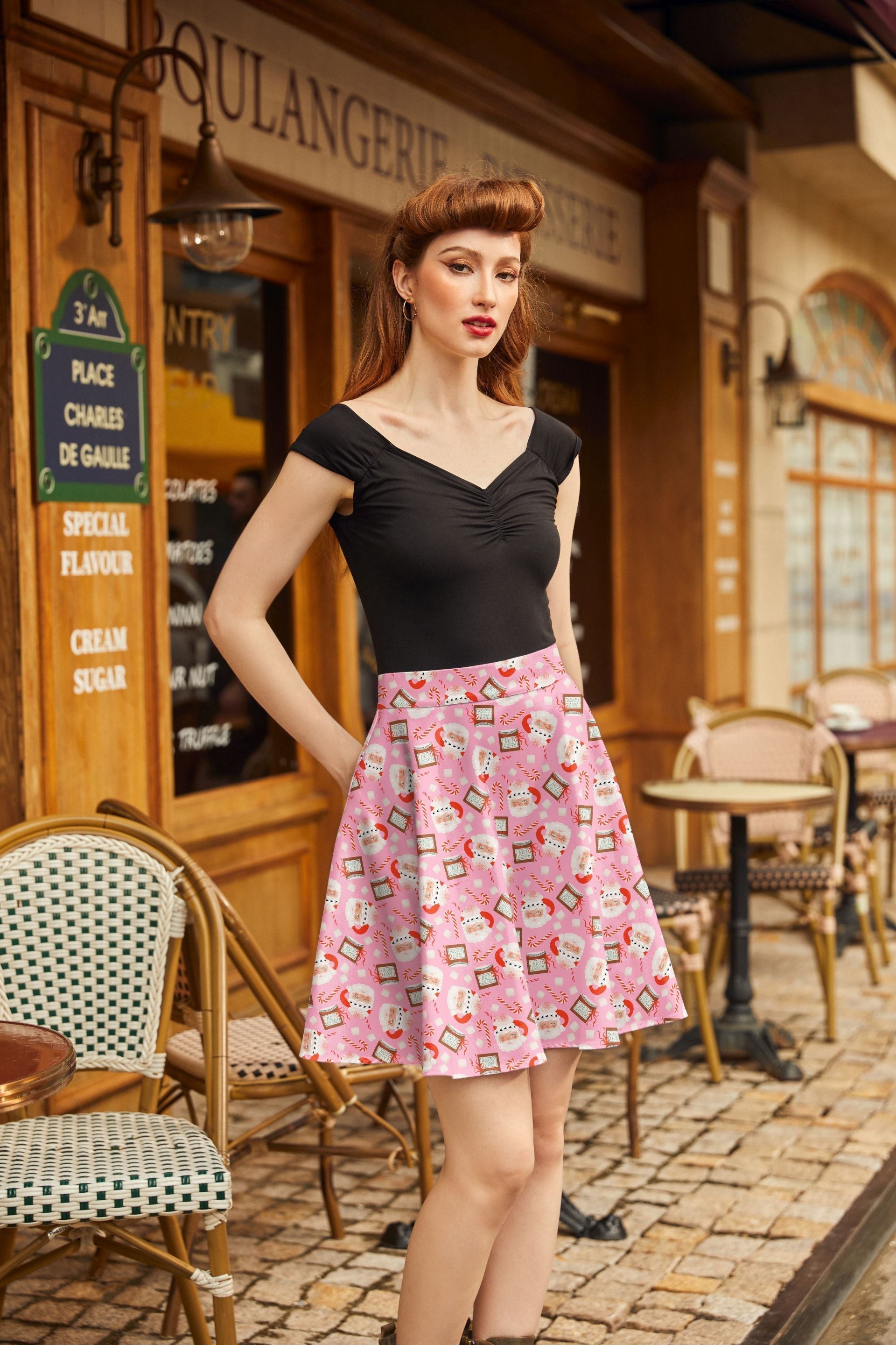 Santa Mugs Skater Skirt Retrolicious