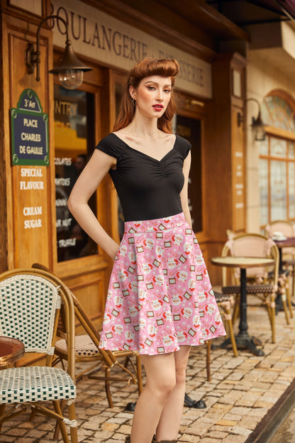 Santa Mugs Skater Skirt Retrolicious