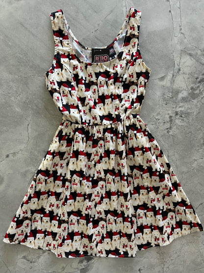 Dogs in Santa Hats Shorter Fit & Flare Dress Retrolicious