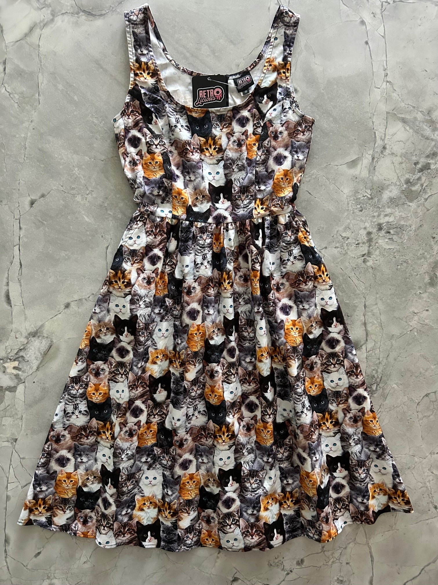 Realistic Cats Fit & Flare Dress Retrolicious