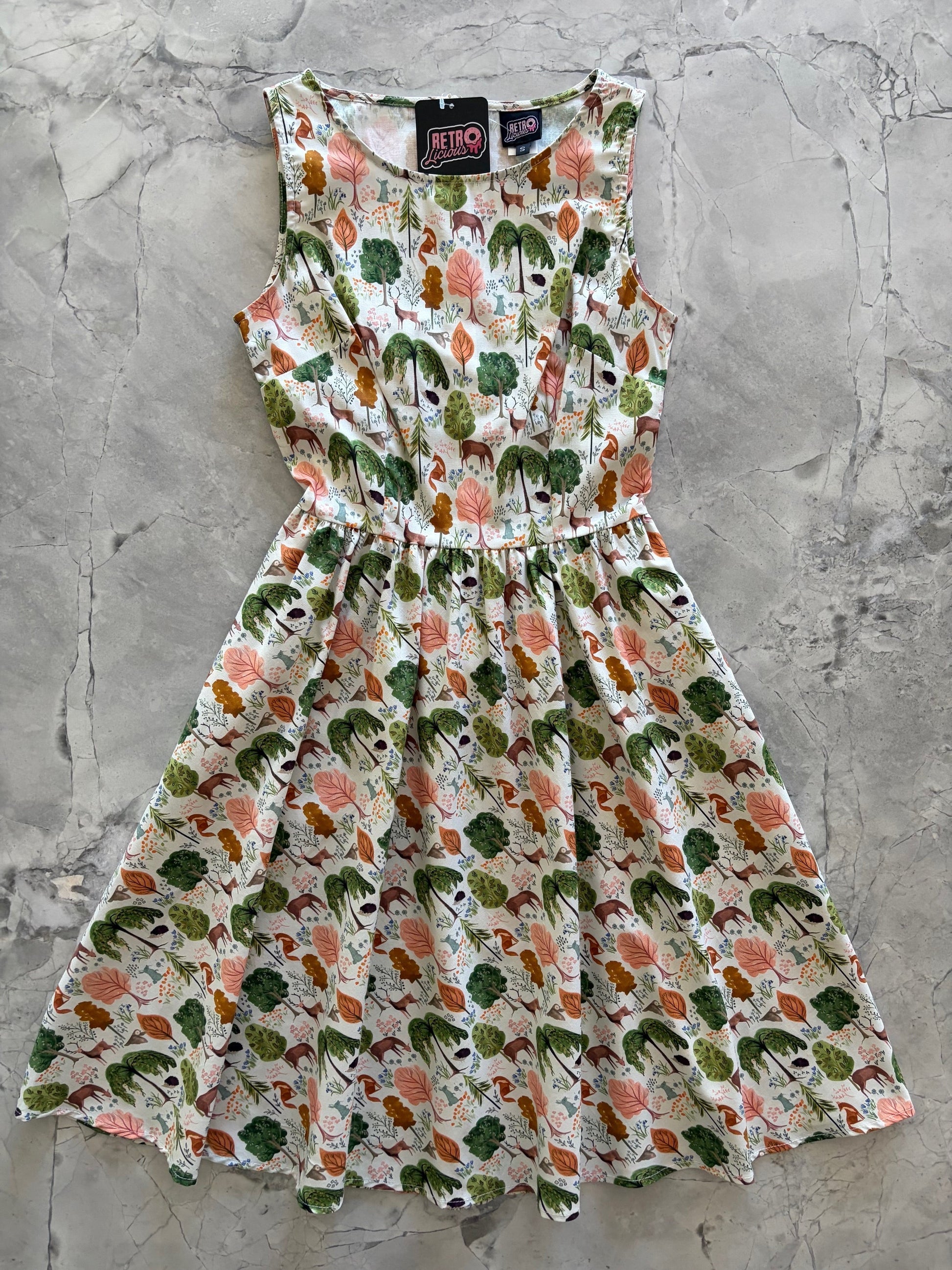Woodland Vintage Dress in Cream Retrolicious