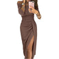 Bodycon Off Shoulder Party Dinner sequin Dress Elegant Long-sleeved Grayceful LLC