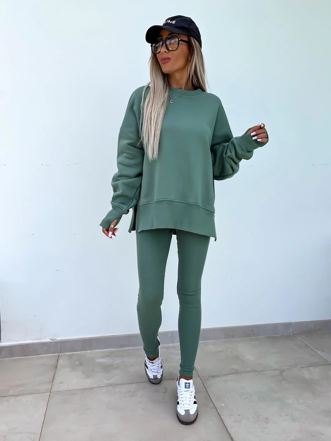 Women’s Casual Sweater Suit – Loose Split Top & Fitted Trousers Set FitiqueFit