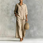 Cotton-Linen Shirt & Wide-Leg Pants Suit – 6 Colors, S–5XL FitiqueFit