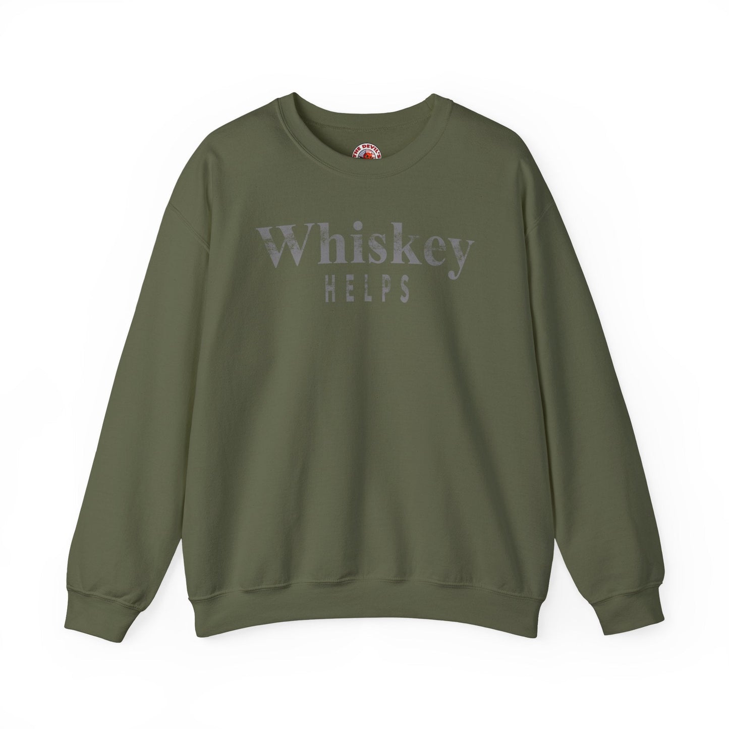 Whiskey Helps Crewneck Sweatshirt The Devil's Pickle
