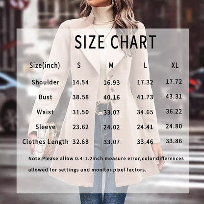 Women’s Winter Overcoat — Lapel Collar, Single-Breasted, Long Pea Coat FitiqueFit
