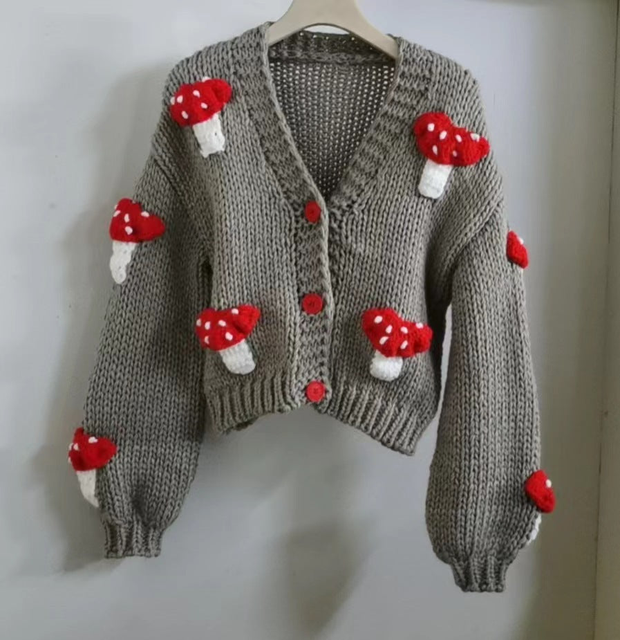 Women’s Mushroom Crochet Short Cardigan FitiqueFit