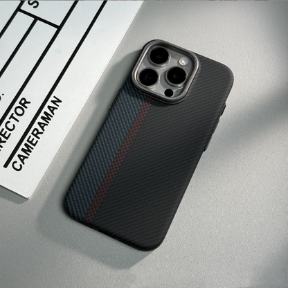 Suitable for iPhone 15 ProMax phone case Kevlar pattern magnetic hard case 14 carbon fiber pattern anti drop protective case