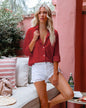 Summer Breeze Button-Up Shirt – Stylish Cotton and Linen Top for Women Country in My Heart