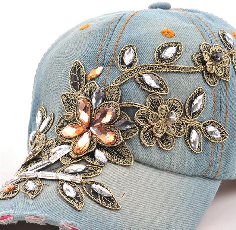 Cowgirl's Diamond Embroidery Flower Baseball Cap Country in My Heart