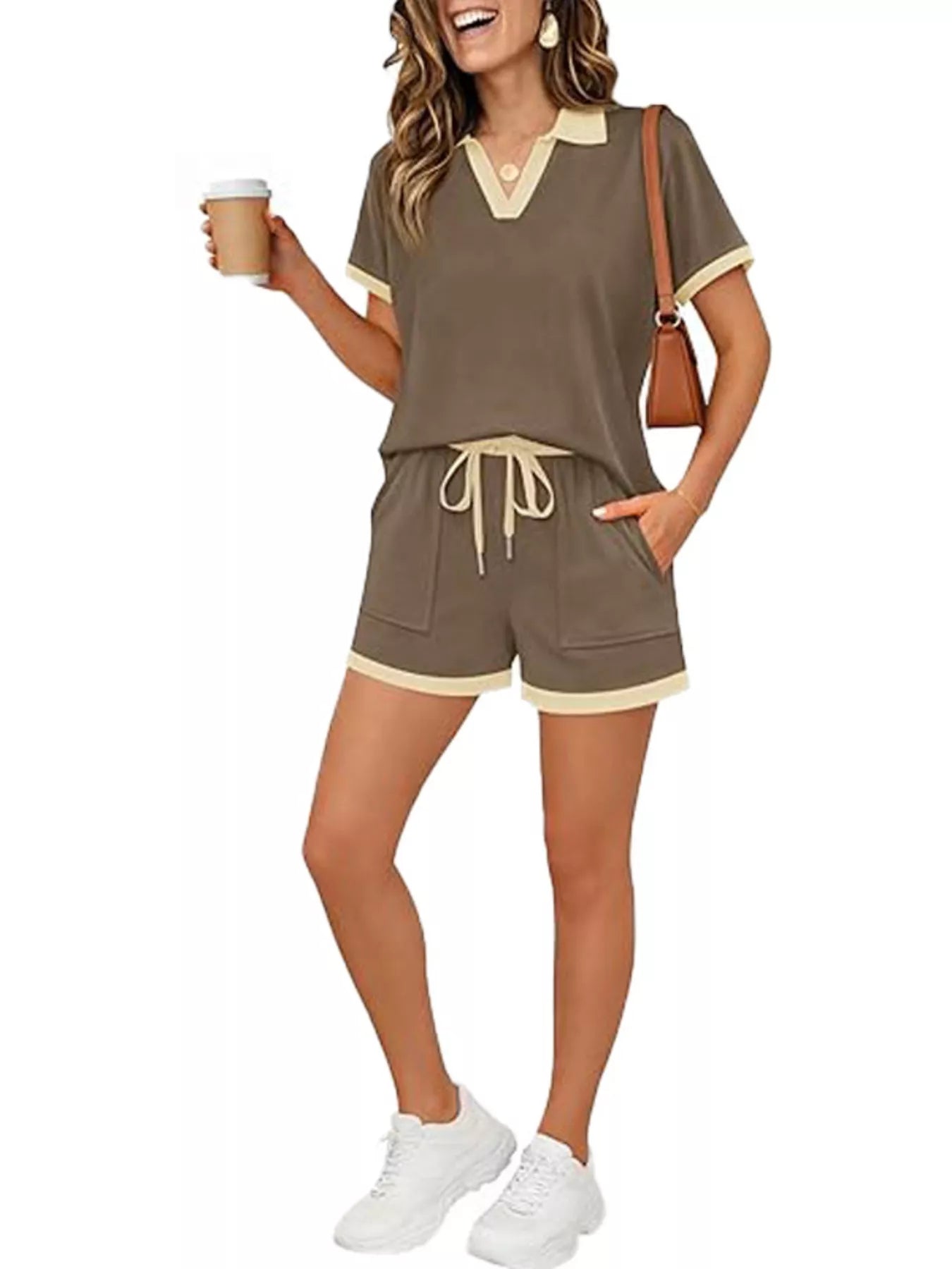 Polo Collar Short Sleeve Top and Shorts Set New Era Fashion LLc