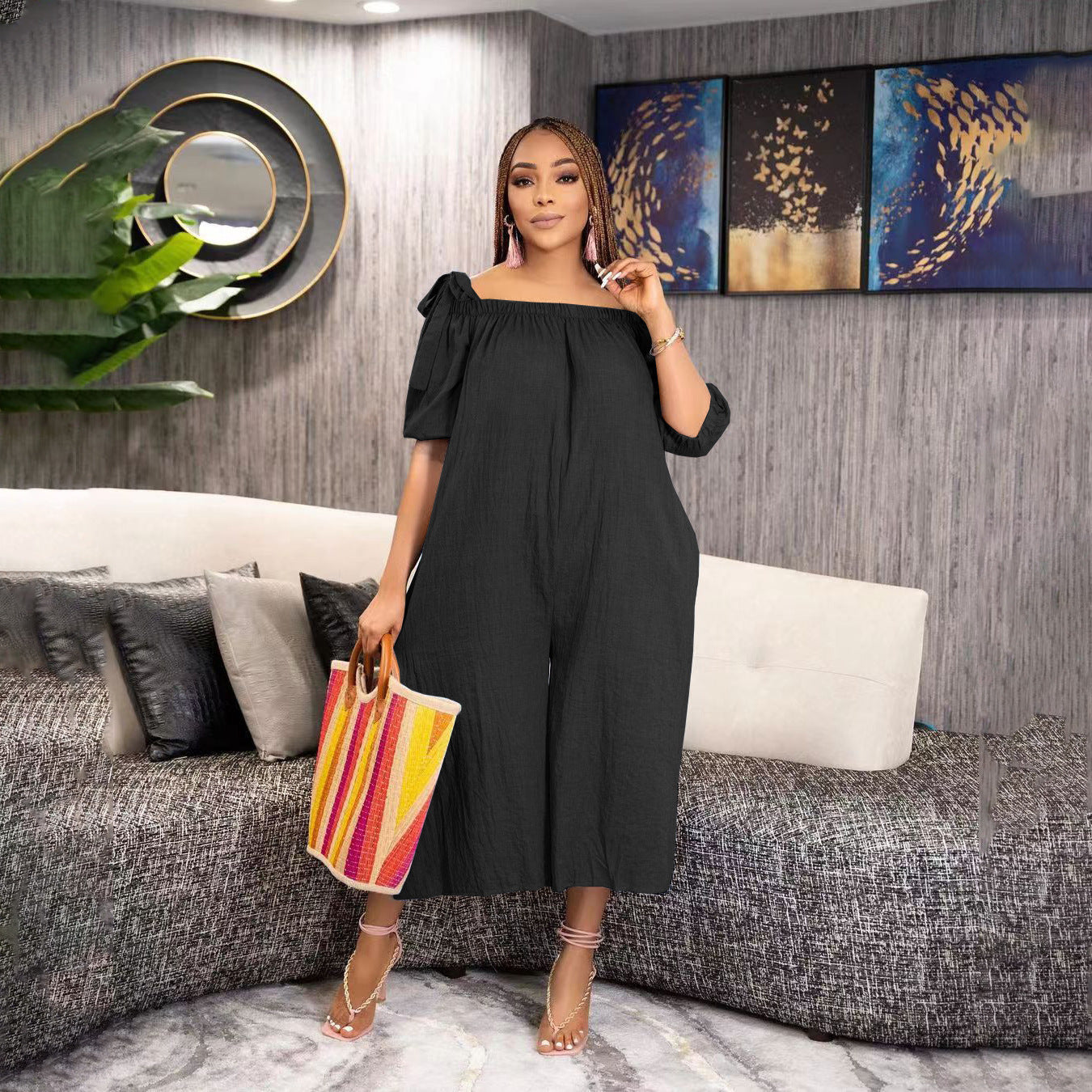 Casual Loose Cropped Jumpsuit Grayceful LLC