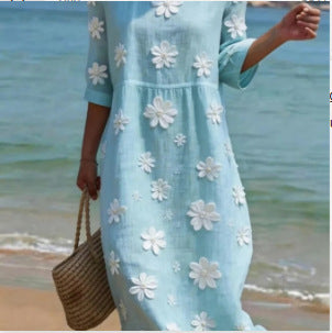 Women's Plus-Size Patchwork Maxi Dress – Relaxed Fit Casual Skirt FitiqueFit