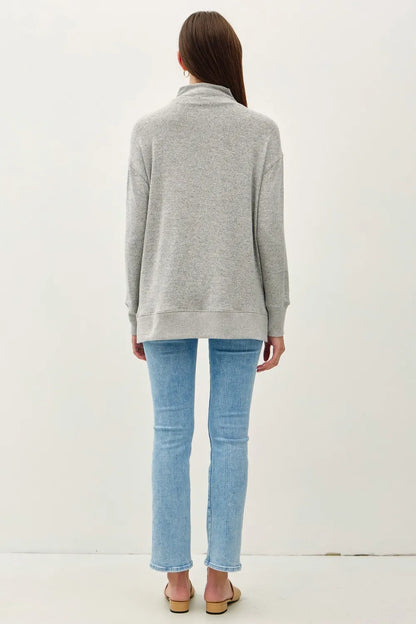 Be Cool Side Slit Mock Neck Long Sleeve Tunic Top New Era Fashion LLc