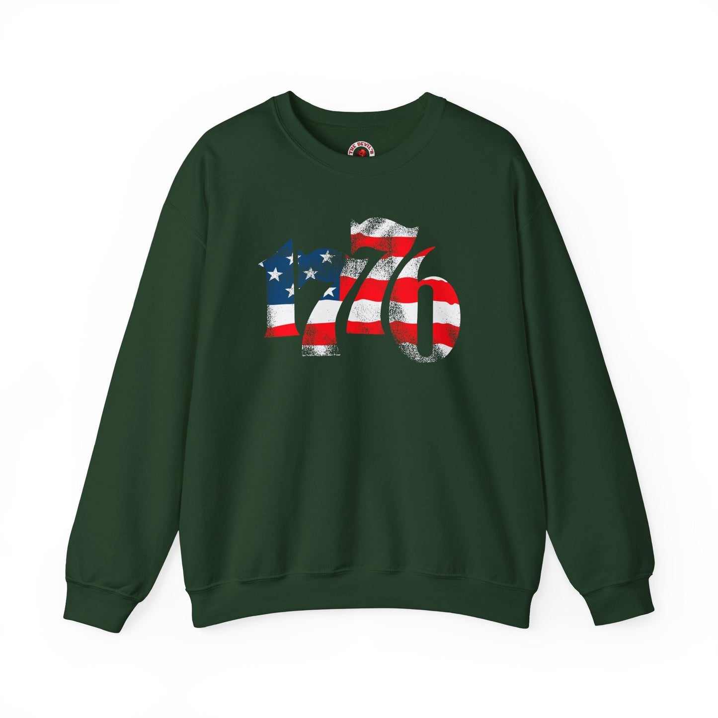 1776 American Flag Crewneck Sweatshirt The Devil's Pickle