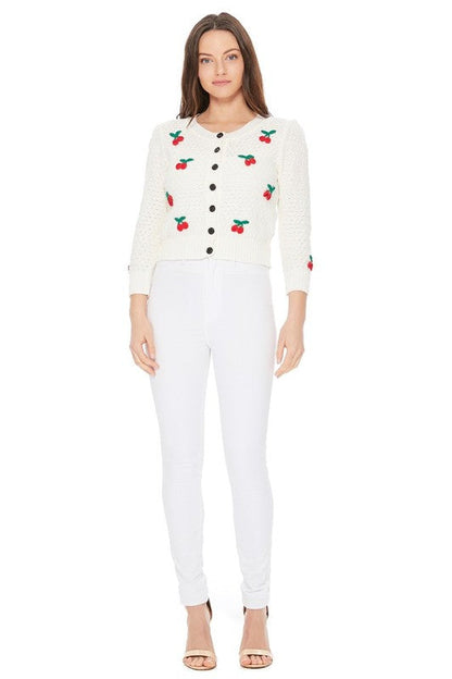 Cherry Crochet Pom Pom Cropped Cardigan Sweater Shop Style & More | Fresh Looks, Everyday Deals & Free Shipping