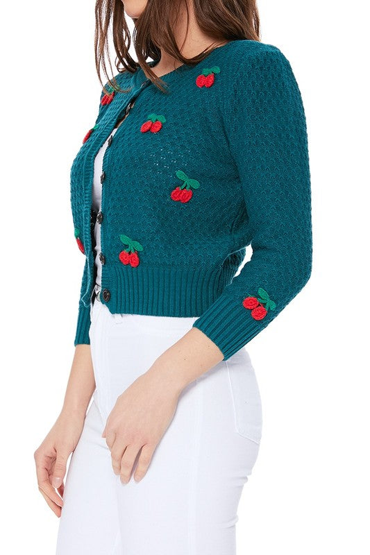 Cherry Crochet Pom Pom Cropped Cardigan Sweater Shop Style & More | Fresh Looks, Everyday Deals & Free Shipping