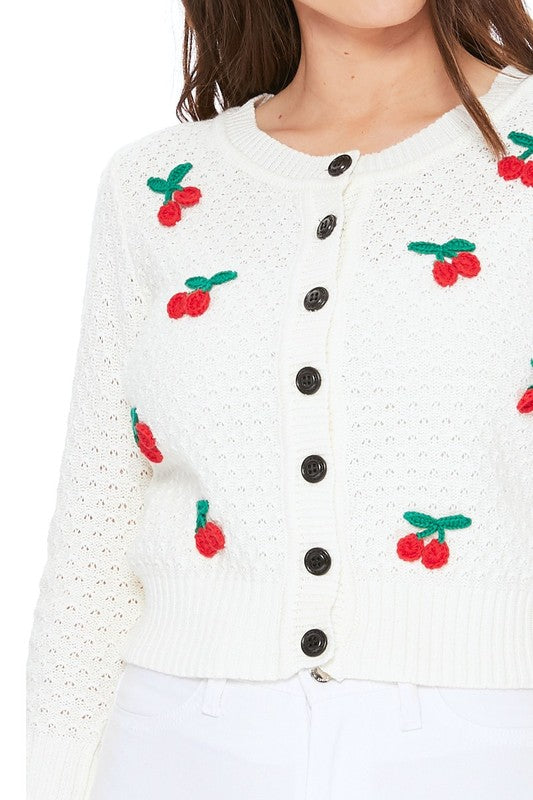 Cherry Crochet Pom Pom Cropped Cardigan Sweater Shop Style & More | Fresh Looks, Everyday Deals & Free Shipping