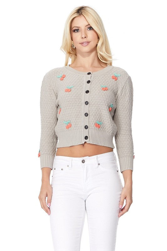 Cherry Crochet Pom Pom Cropped Cardigan Sweater Shop Style & More | Fresh Looks, Everyday Deals & Free Shipping