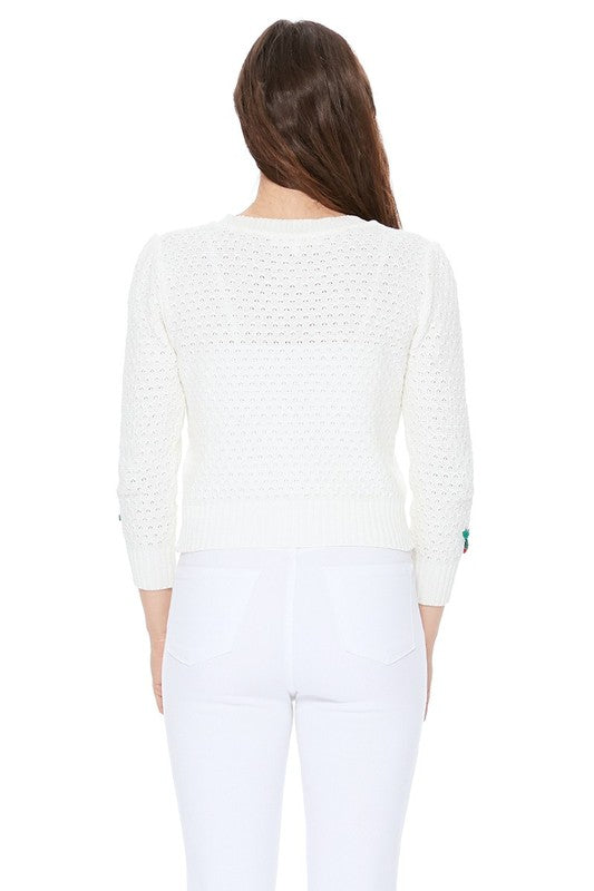 Cherry Crochet Pom Pom Cropped Cardigan Sweater Shop Style & More | Fresh Looks, Everyday Deals & Free Shipping