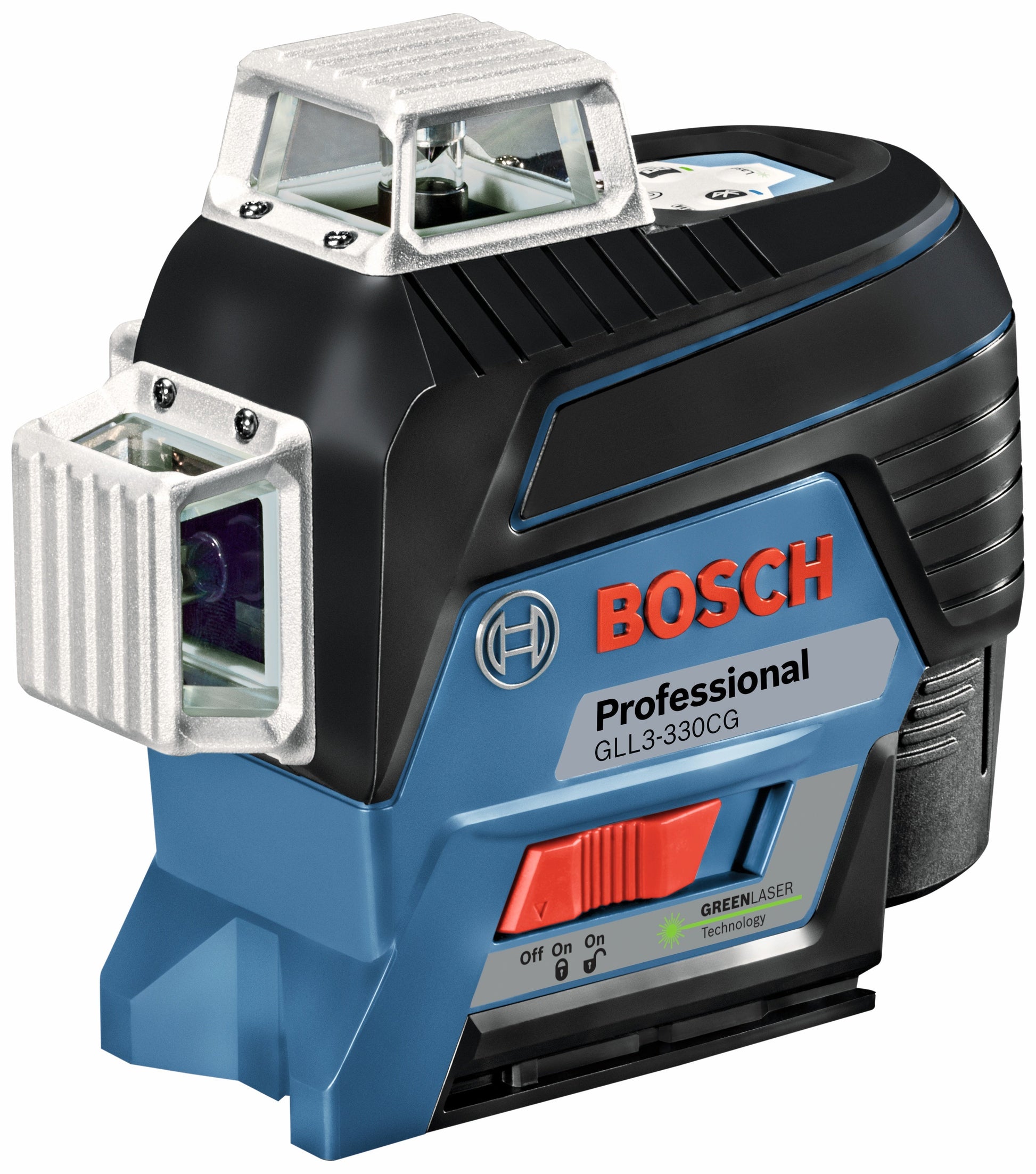 BOSCH GLL3-330CG 12V Max 360? Connected Green-Beam Three-Plane Leveling and Alignment-Line Laser Kit with (1) 2.0 Ah Battery VM Hardware