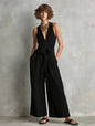 Women's Elegant V-Neck Sleeveless Commuter Jumpsuit FitiqueFit