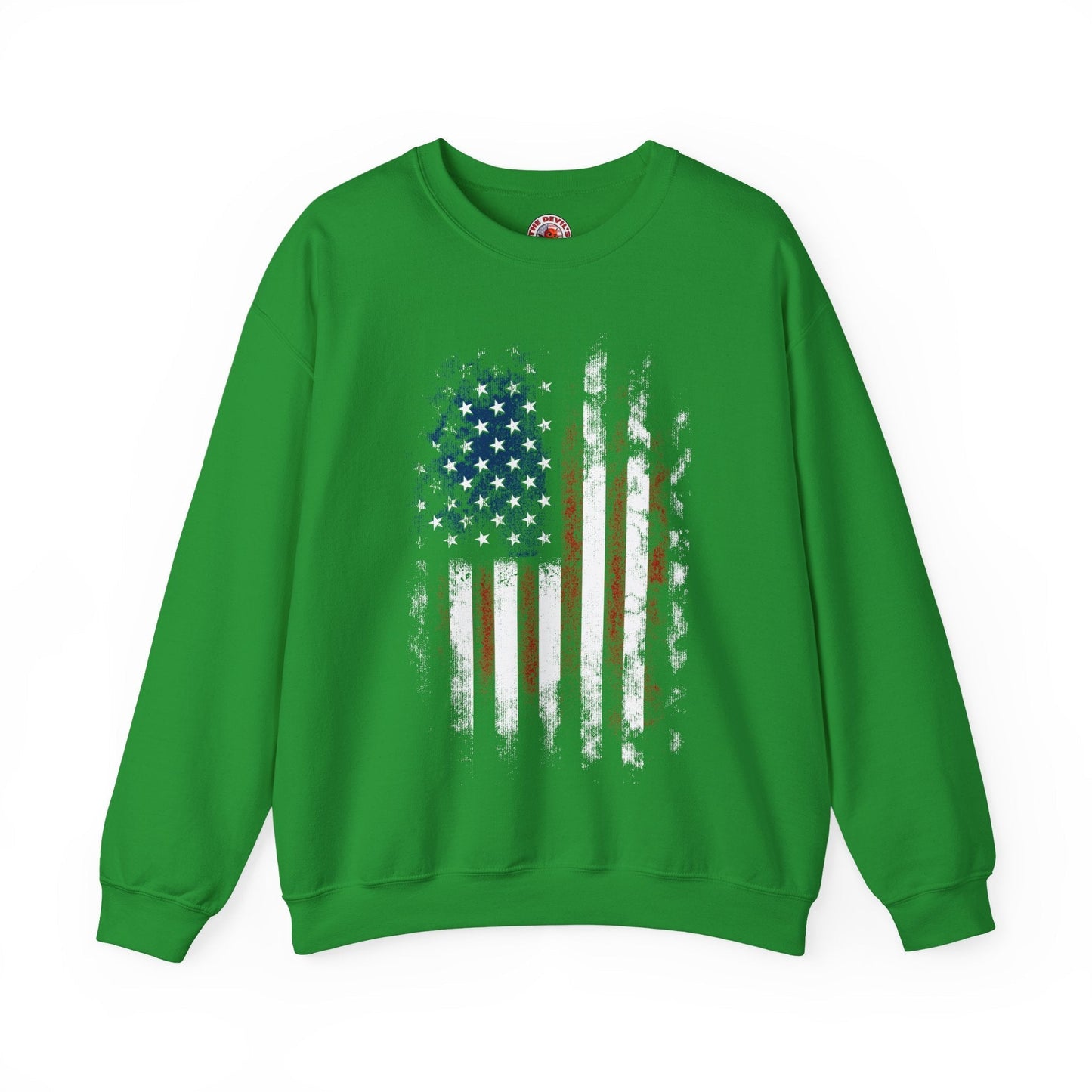 Distressed American Flag Crewneck Sweatshirt The Devil's Pickle