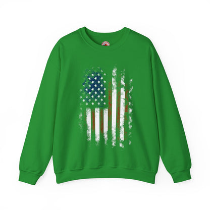 Distressed American Flag Crewneck Sweatshirt The Devil's Pickle