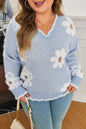 Plus Size Floral Scallop V-Neck Sweater Shop Style & More | Fresh Looks, Everyday Deals & Free Shipping