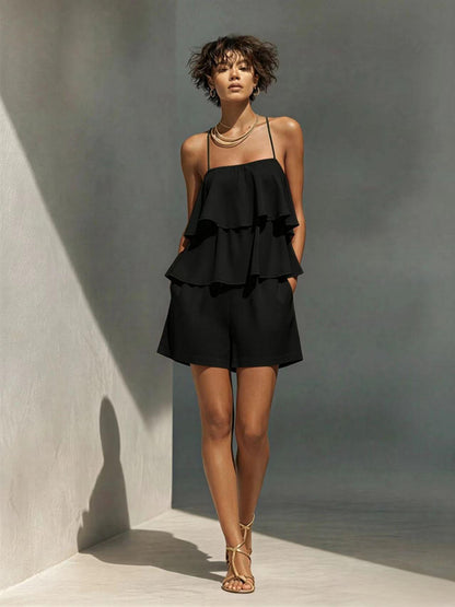 Women's Multi-Layer Ruffle Camisole & Shorts Set FitiqueFit